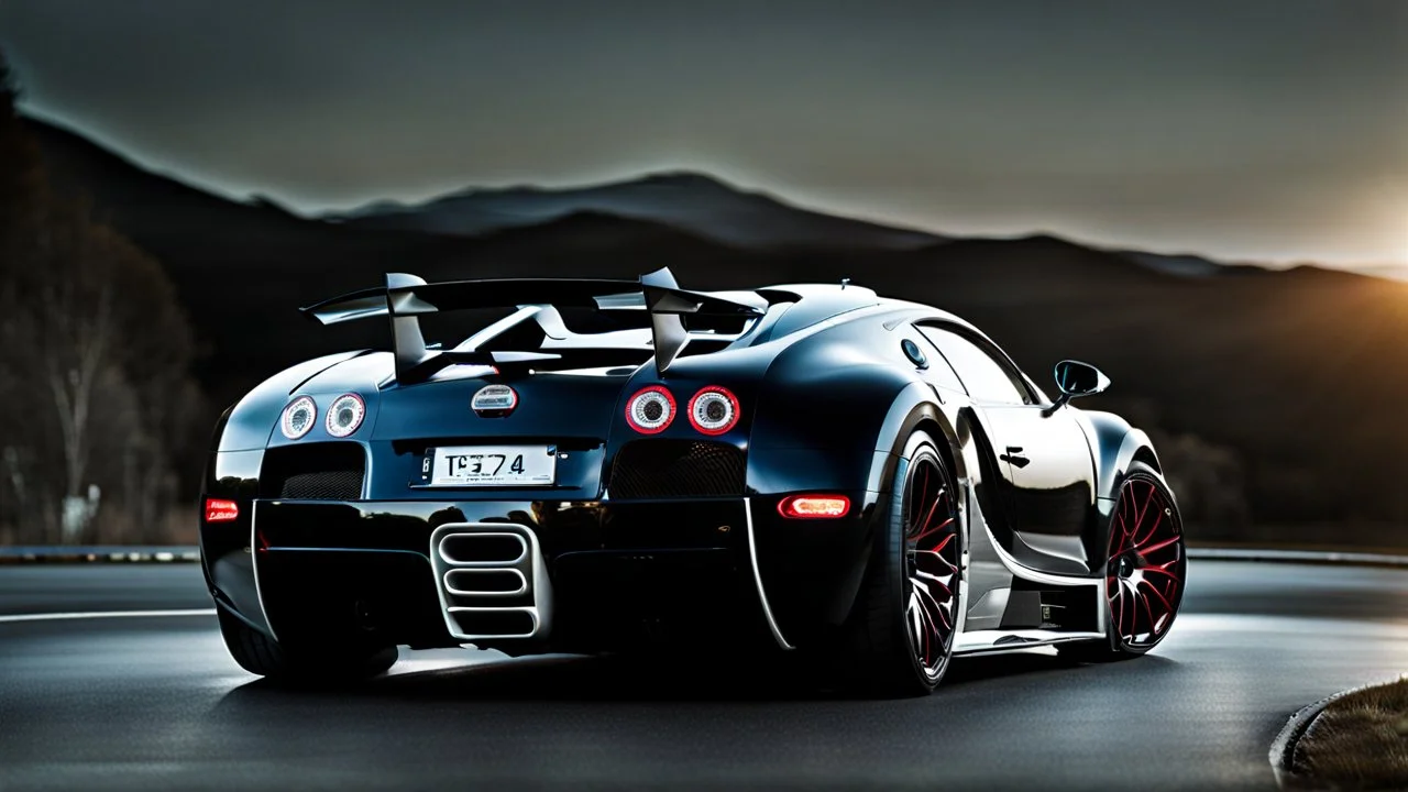 mansory bodykit Bugatti Veyron with high spoiler, rear view, desktop wallpaper, 4K, Cinematic