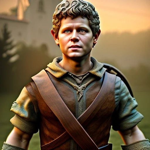 White Statue samwise gamgee, full body, Rome sculpture style, full body, details, fresco background, hyper realistic, 8k,