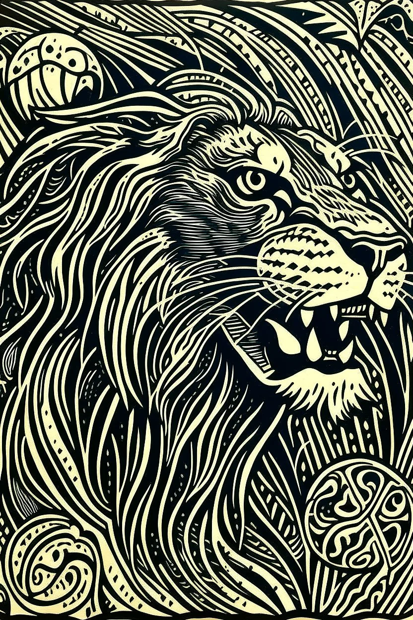 Linocut pride comes before a fall