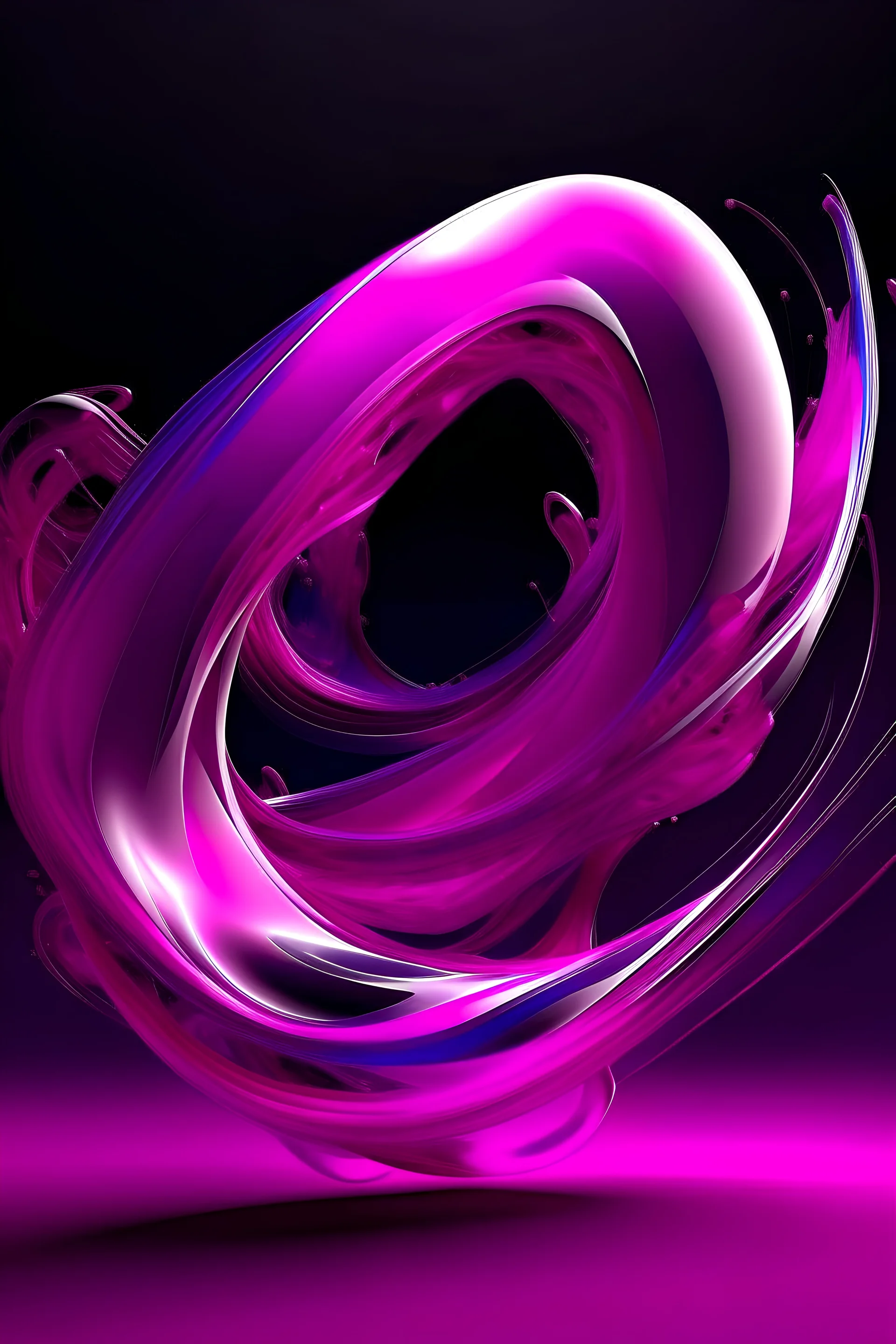 3d abstract space streamlined shape in pink violet colors infinity tail-shaped fish