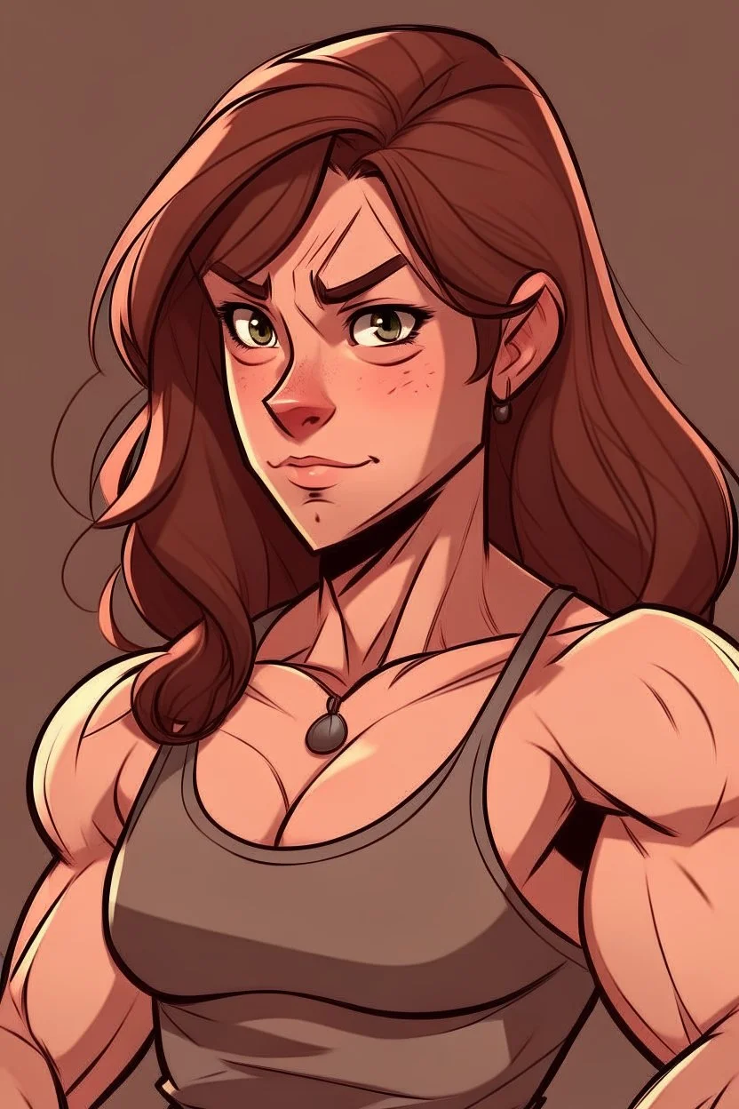 brown haired buff girl syled