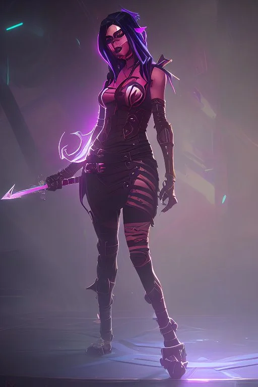 Akali from league of legends in cyberpunk style