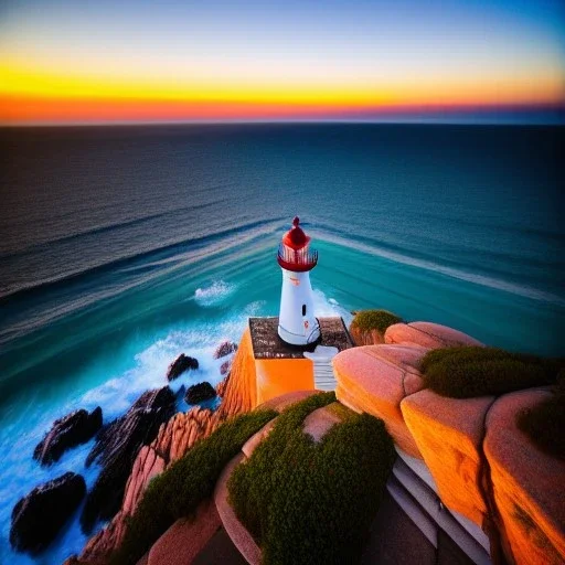 fullbody Drawing of 'beutiful beach, clouds, lighthouse,rocks,beautiful sunset',intricate detail,andrea bonelli,Kilian Eng,Ohrai,evan lee,Aleksandr Sidelnikov,KyuYong Eom,three quarters frontal aerial view,toned colors,16k