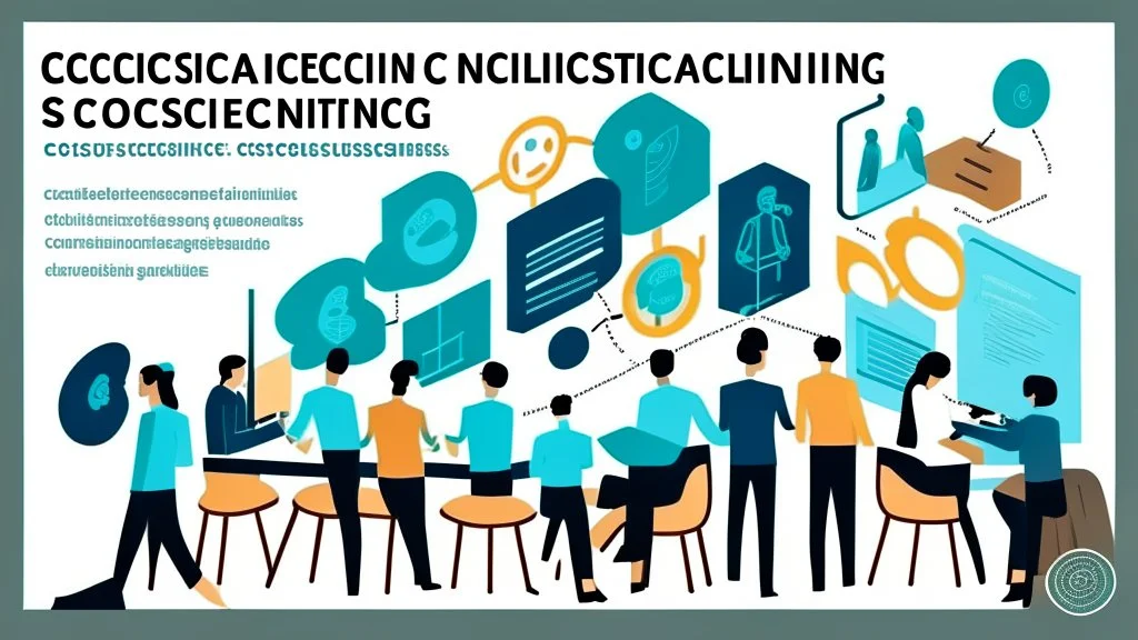 An image that conveys achieving success and skill development. The image depicts a group of individuals gathered in an inspiring teamwork session. They appear engaged in discussion and constructive exchange of ideas. In the background, a screen displays a chart or a conceptual map indicating various goals and pathways. Everyone appears enthusiastic and dedicated to collaborative work and continuous learning. The image reflects collaboration and a focus on achieving success through skill develop