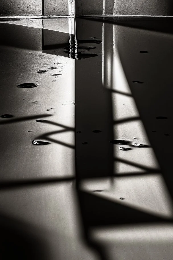 Reflections on a black surface, rule of thirds, art composition, photography, black and white, shadows, Photo taken by Canon 5d Mark IV