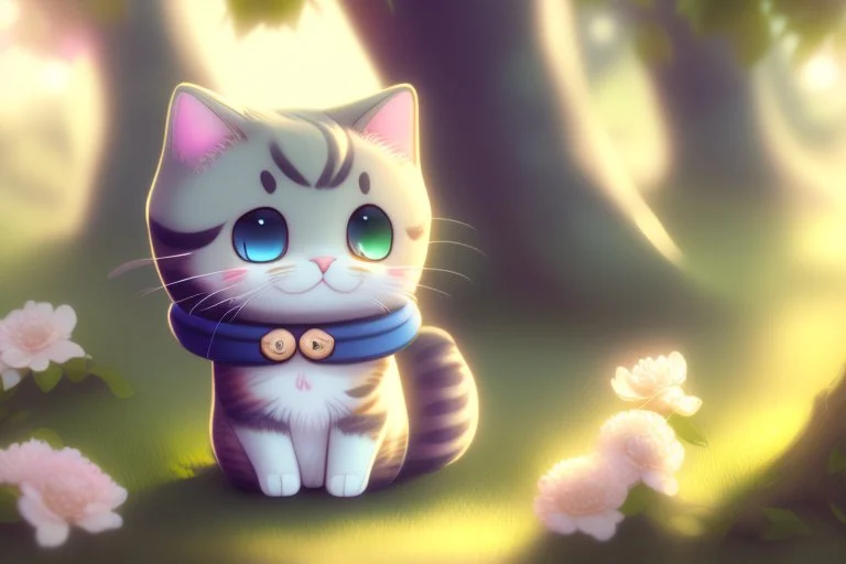 cute anime chibi cat in magnolia forest in sunshine Weight:1 heavenly sunshine beams divine bright soft focus holy in the clouds Weight:0.9