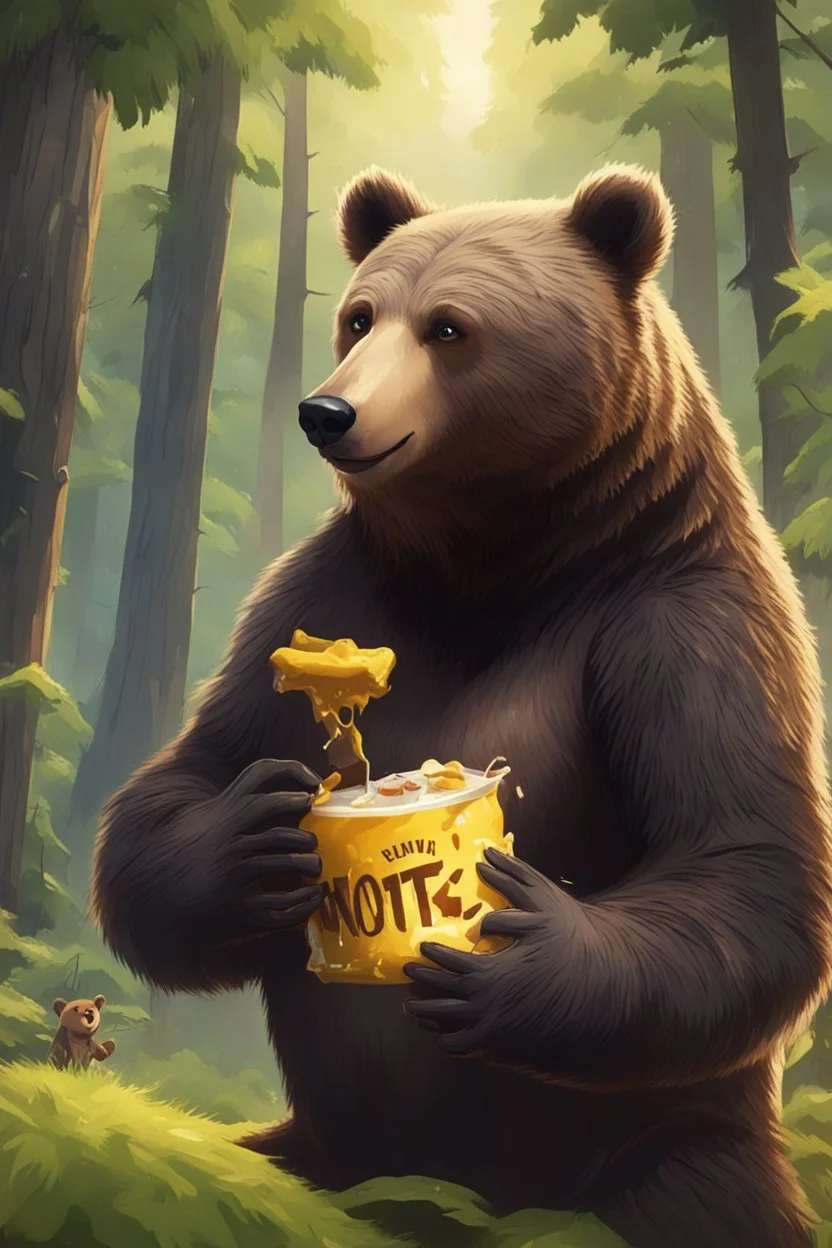 Bear eating honig and is in a wald and play fortnite