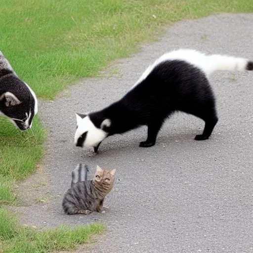 Badger playing with cat