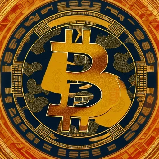 Ukiyo-e styled art bitcoin sign