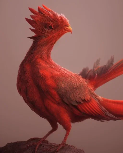 A beautiful portrait of a phenix bird ,fie red color scheme, high key lighting, volumetric light ,high details ,psychedelic background