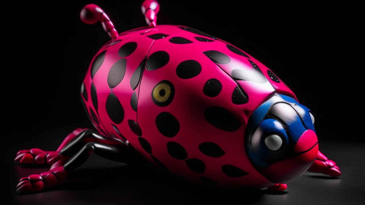 A magenta wind elemental ladybug designed in ancient Greek mosaics painted by Stuart Davis