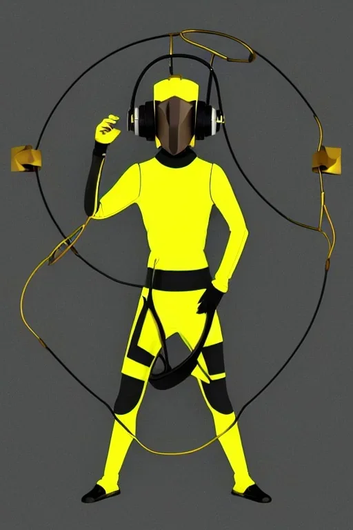 3D-Escher tiling in the background. Bronze color, Yellow, Black Cyan photograph Cyber-punk, full-mask, AKG-style big headphones, golden rings & disc, fencing mask. Selfie archer. Asa Akira, lightly armored, electronic circuits. Thick tights, thick calves, bend fell, wide hip, flat belly. Ancient artifact attached. Perfect body. Daft Punk, Tron Movie. Matrix movie clothes, Silver leather area, tippet, latex. Wicked sneakers. 1990's, old telephone microphone. Surreal. Minimal fashion Future