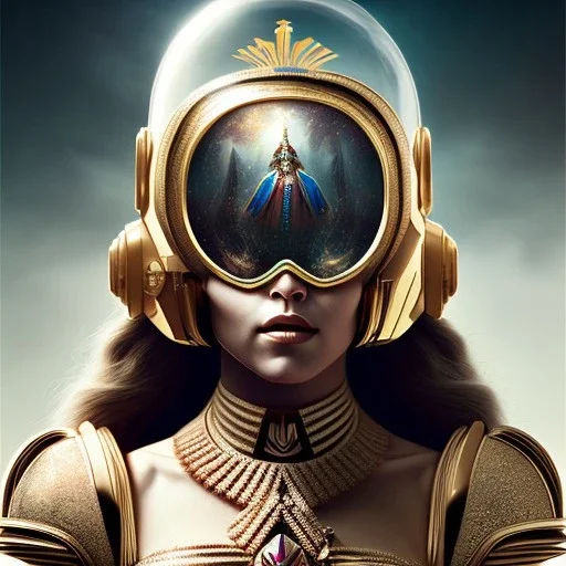 portrait, upper body of grand scam madonna, small helmet, and bigger plans, movie poster illustration art