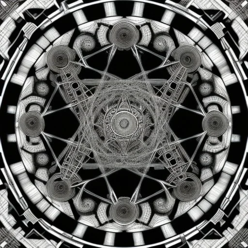 Line art. Fine lines. Black and white Sacred geometry. Pattern. circles. Rotate..