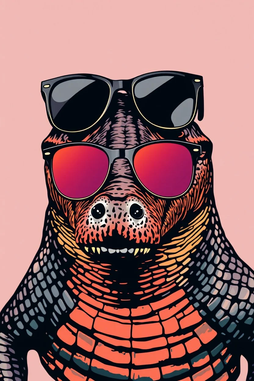 100 crocodile with sunglasses in the style of warhol