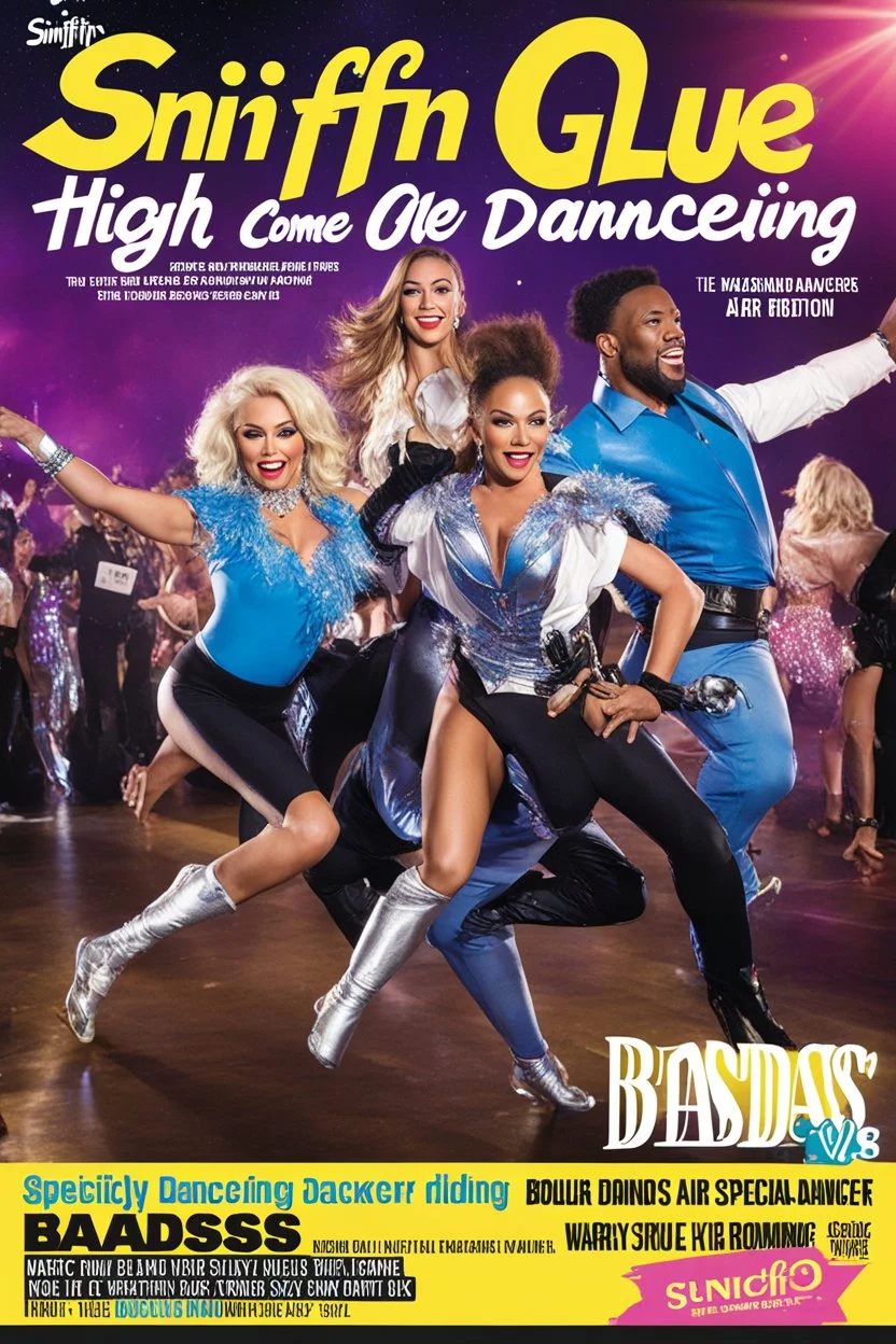 SNIFFIN’ GLUE magazine high res photo cover: Strictly Come Dancing: (special issue: badass dancers, March 2026) the badass air riding edition, bombing from the sky