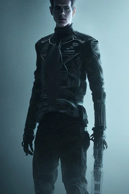 All Black Hayden Christensen soldier, ghost, wearing high tech mask, white smoke, dark, rage, sorrow, high definition, ultra 8 k, volumetric lighting, blue fire, fog