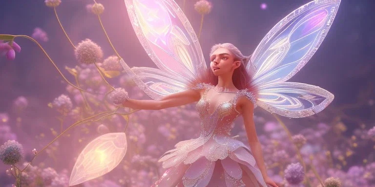 crystal subtle flower in a galactic ambiance beautiful fairy, transparent, delicate colors, in the foreground, full of details, smooth，soft light atmosphere, light effect，vaporwave colorful, concept art, smooth, extremely sharp detail, finely tuned detail, ultra high definition, 8 k, unreal engine 5, ultra sharp focus