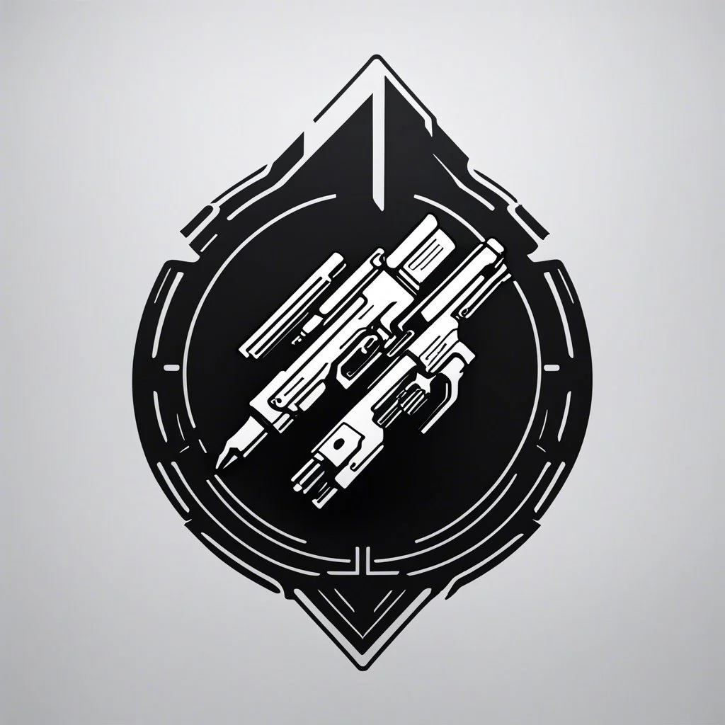 Cyberpunk weapon company logo, minimalistic, cyberpunk, black and white