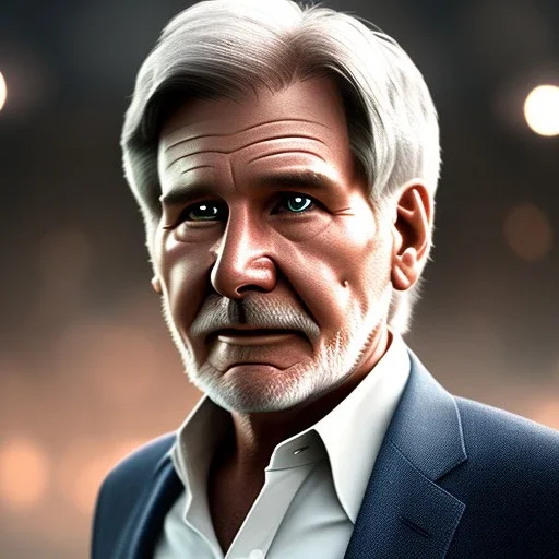 handsome cosmic harrison ford, white hair in the wind, brown eyes, white beard, no moustache, large forehead, scifi suit, perfect composition, super detailed, 8k, high quality, intricate details, highly detailed, lights in background, octane render