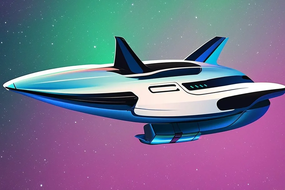 cool design of a small spaceship cruising through the gAlaxy