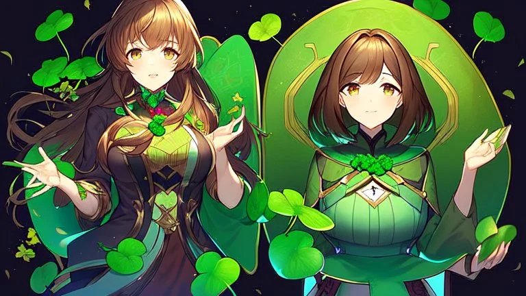 rave poster with Four-leaf clover catear girl brown hair