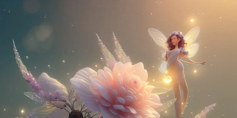 crystal subtle flower in a galactic ambiance beautiful fairy, transparent, delicate colors, in the foreground, full of details, smooth，soft light atmosphere, light effect，vaporwave colorful, concept art, smooth, extremely sharp detail, finely tuned detail, ultra high definition, 8 k, unreal engine 5, ultra sharp focus