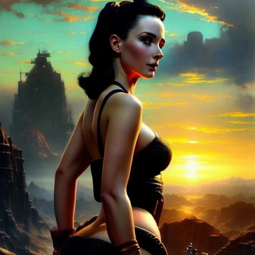 Drawing of beautiful face,'beautiful booty,Busty Cait(Fallout4)',intense stare, ancient skintight armor, balanciaga fashion clothe painting by gaston bussiere, greg rutkowski, yoji shinkawa, yoshitaka amano, tsutomu nihei, donato giancola, tim hildebrandt, Oil on canvas, cinematic composition, extreme detail,fit full head inside picture,16k