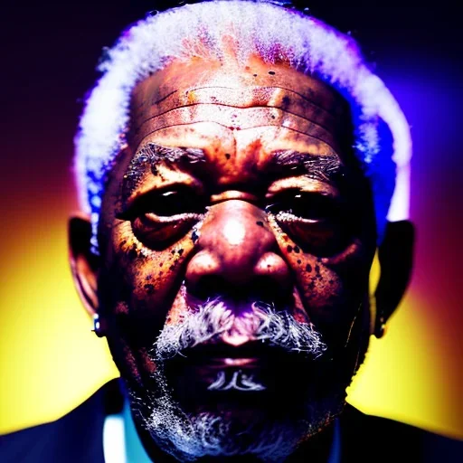 Morgan Freeman , closed eyes, rtx, reflection, 8k, glow, winning photography, caustics