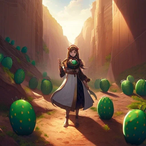 anime real life like cactus in the desert in arizona, grand canyon,anime