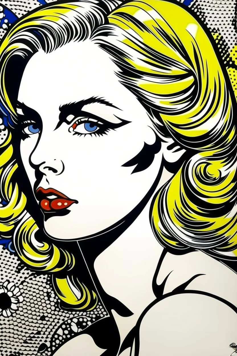 venus godess photo realistic style of roy lichtenstein