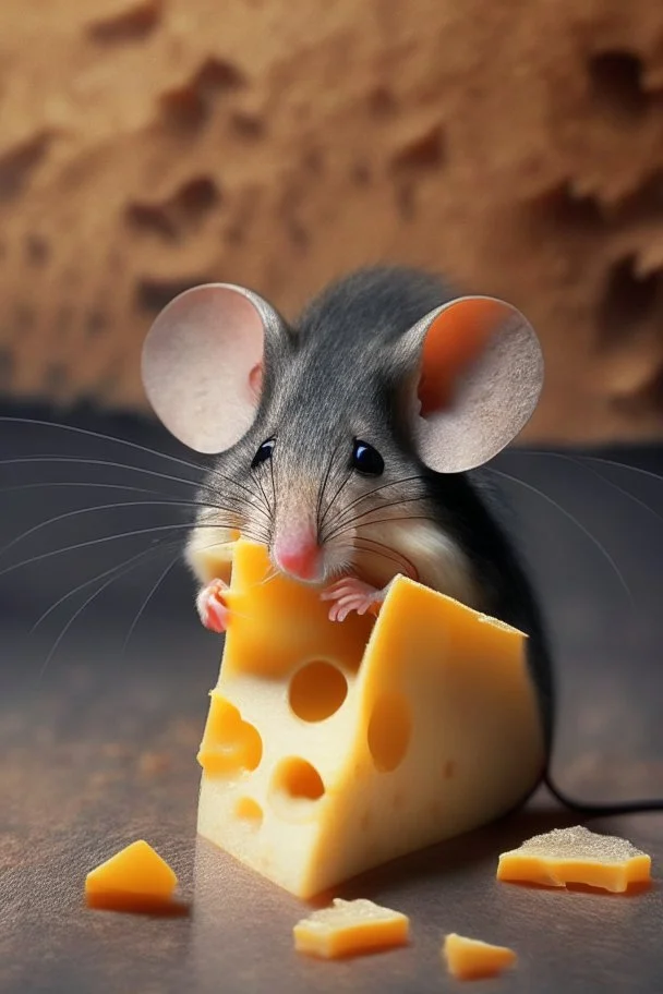 fee of a mouse eating cheese