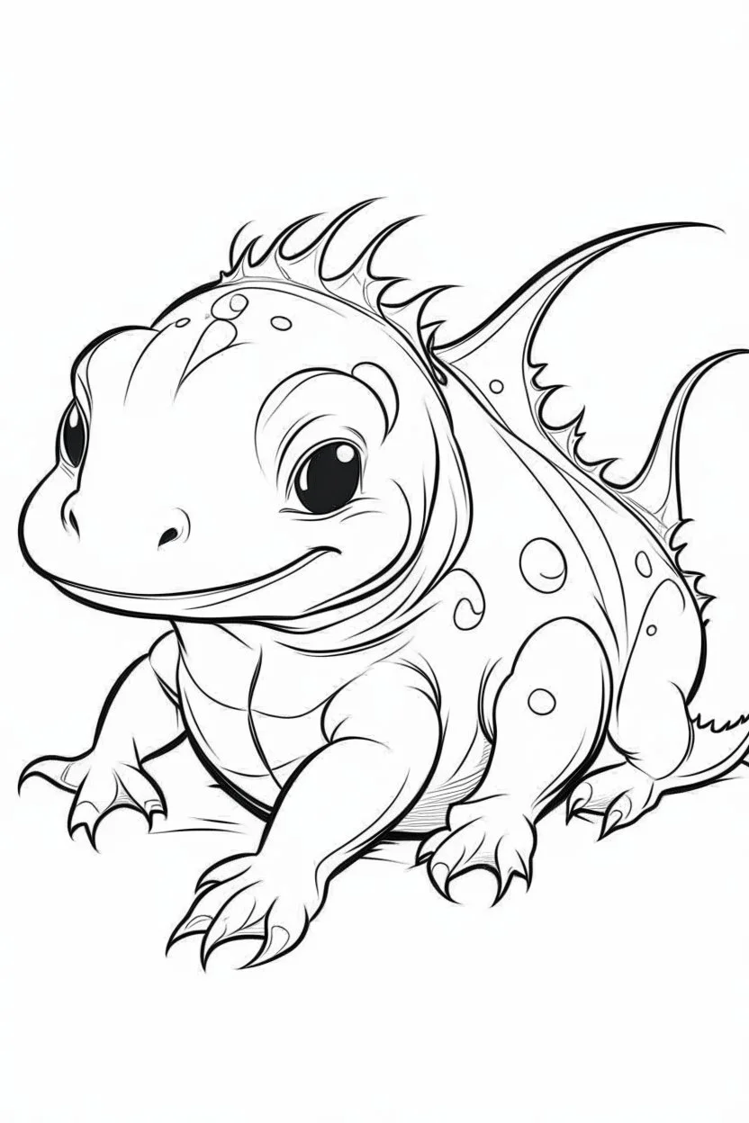 outline art for Axolotl Larva coloring pages with sitch, white background, Sketch style, full body, only use outline, toddlers style, clean line art, white background, no shadows and clear and well outlined.