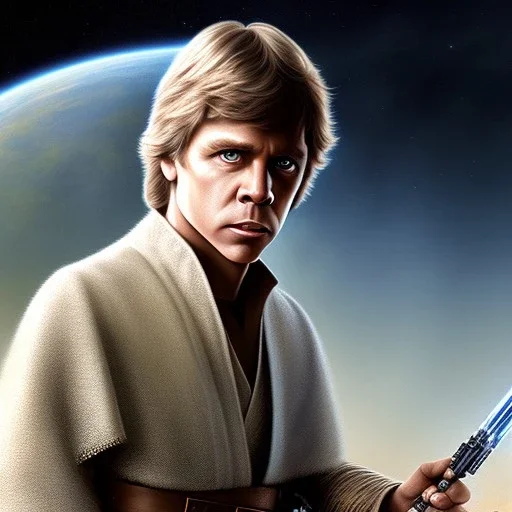 digital art portrait of (old Luke Skywalker) ((dressed in plain jedi tunic)), surrounded by 100 planets, ultra-detailed, ultra quality illustration, eerie atmosphere, 8k, cinematic lighting