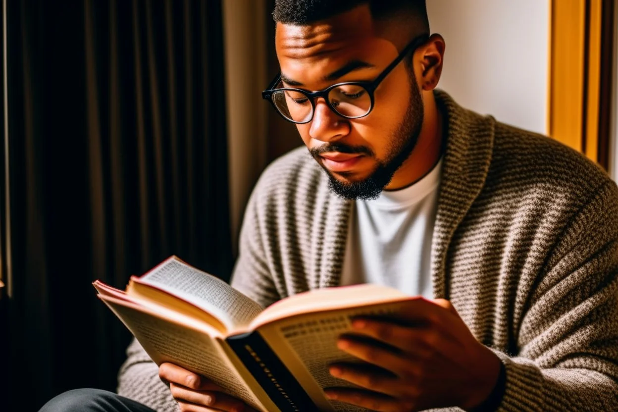 A person reading a remarkable book on self-development