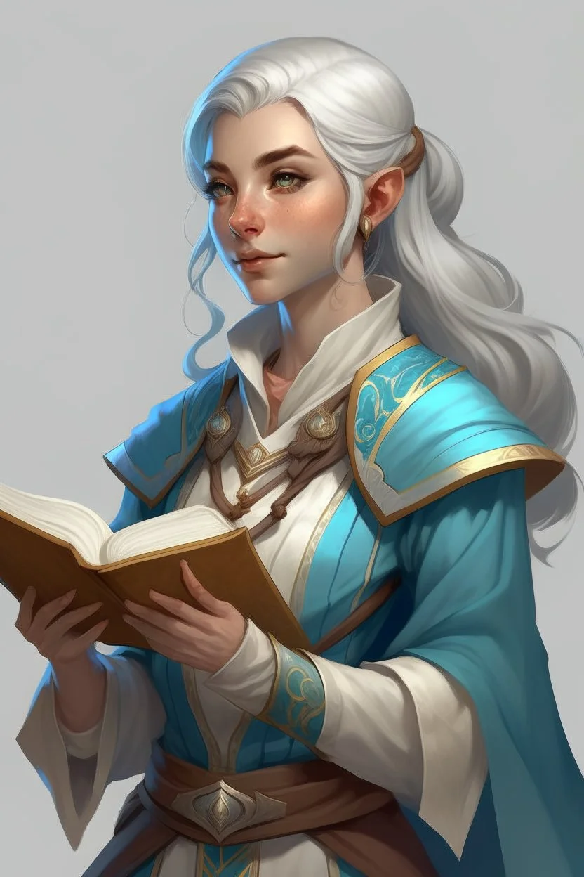 young female wind genasi cleric dnd ombre hair