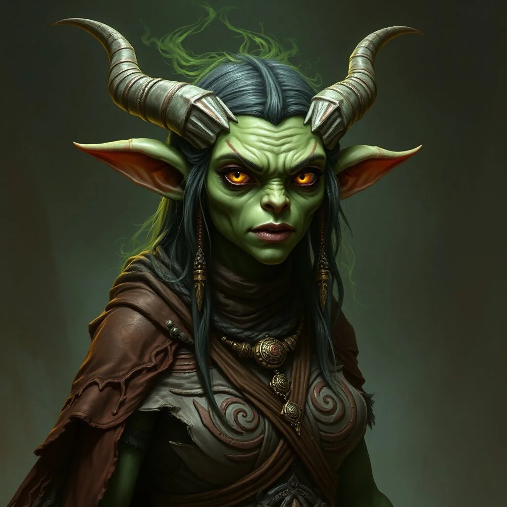 a pretty goblin shaman woman