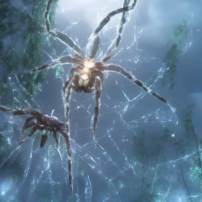 Giant transparent ethereal starry spider, realistic