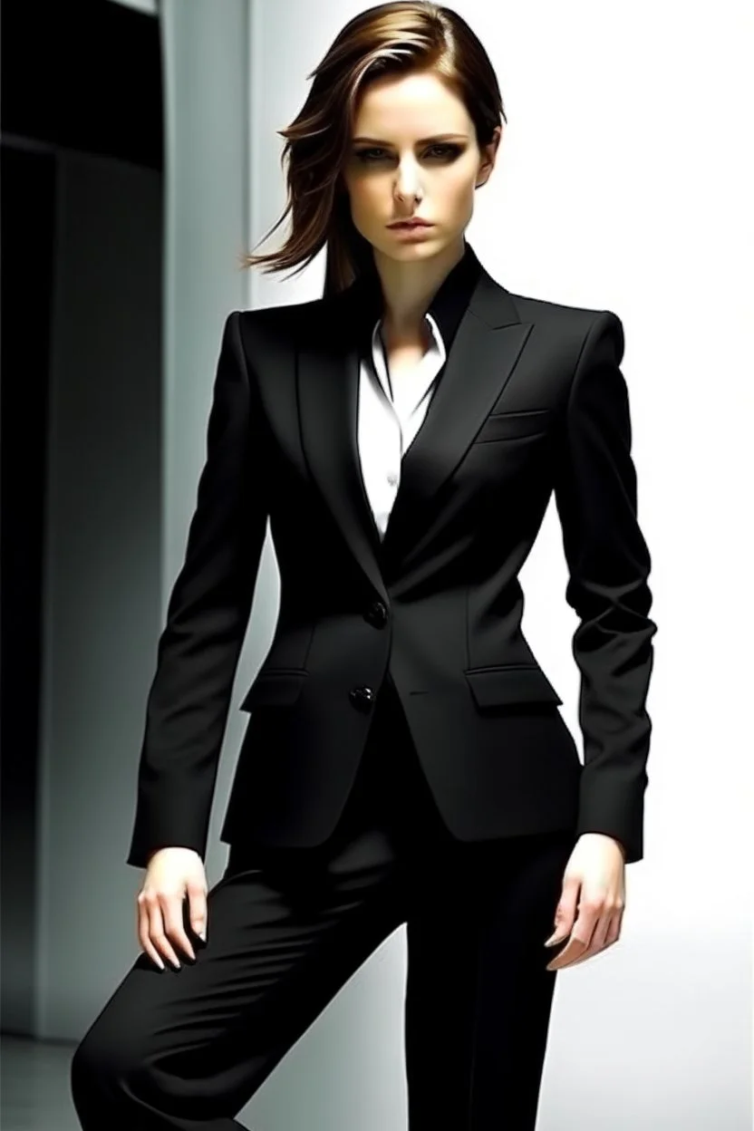 hot woman in black suit i said hot make her hotter hotter with bigger u know what i mean