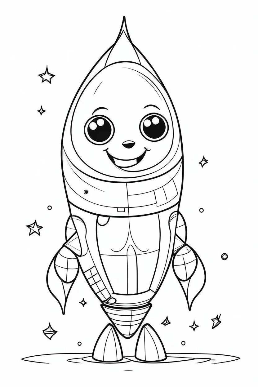 outline art for cute Rocket coloring pages with sitch, white background, Sketch style, full body, only use outline, toddlers style, clean line art, white background, no shadows and clear and well outlined.