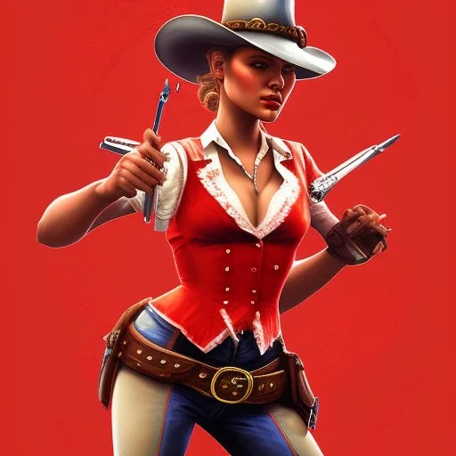 a Portrait of west Can-Can dancer girl character as a red dead redemption game character.