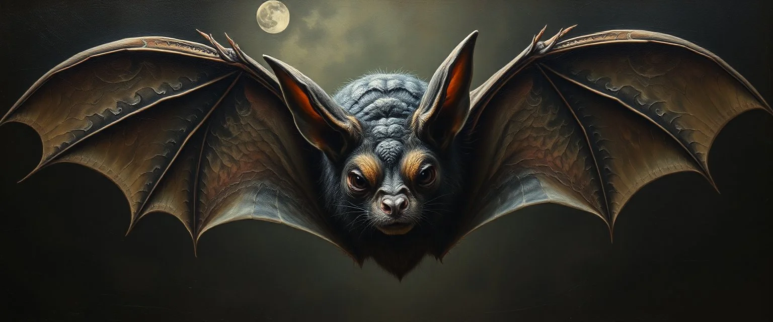 curious bat lurks here.., painted by Rembrandt, Escher and Giger