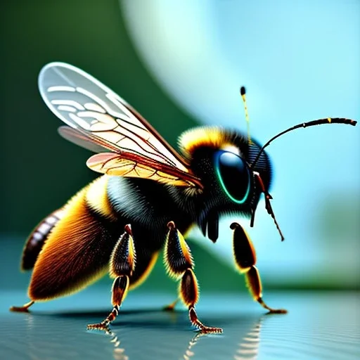 Ultra realistic bee. epic, highly detailed, concept art, unreal engine 5, god rays, ray tracing, RTX, lumen lighting, ultra detail, volumetric lighting, 3d, finely drawn, high definition, high resolution.