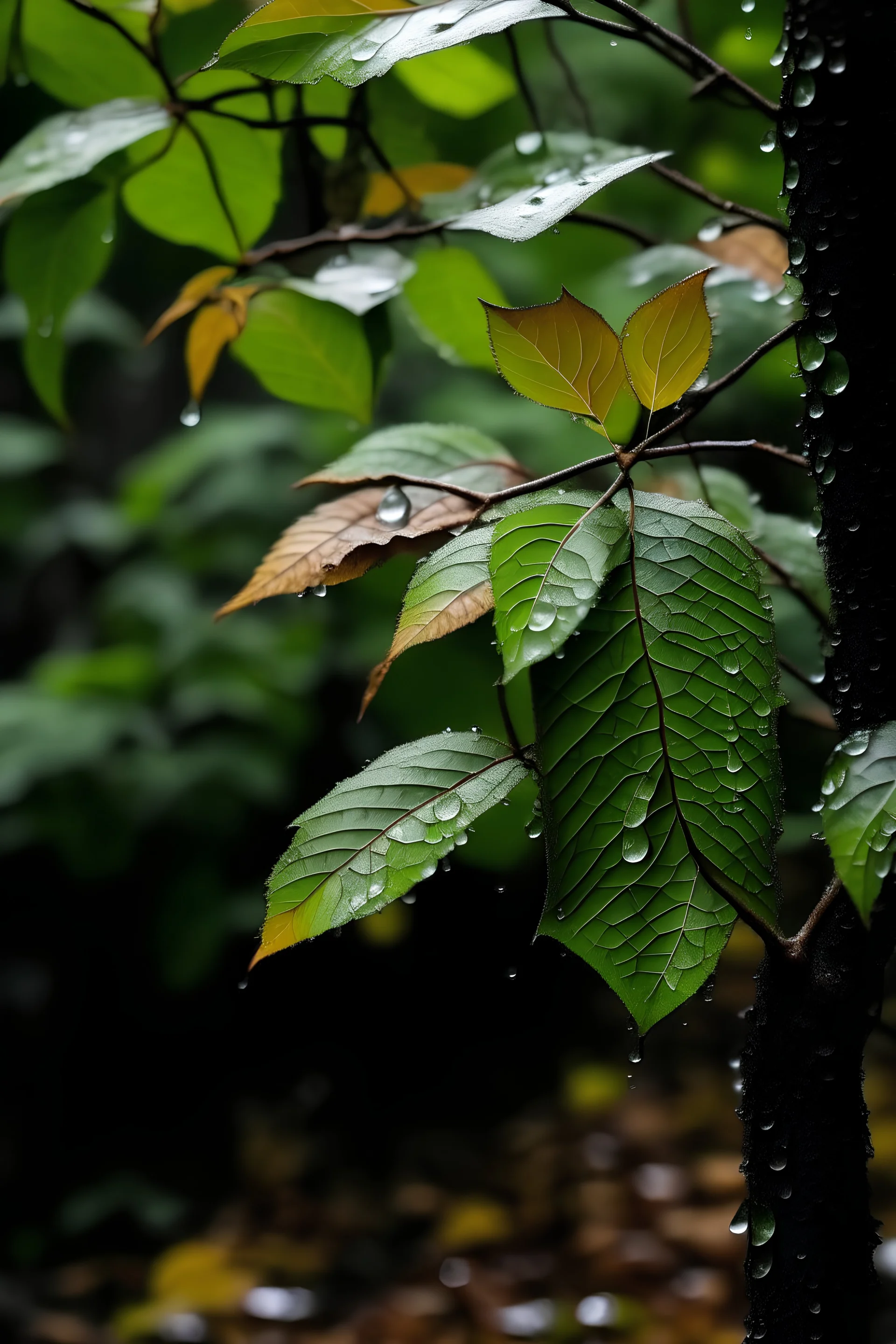 Hujan membasahi daun