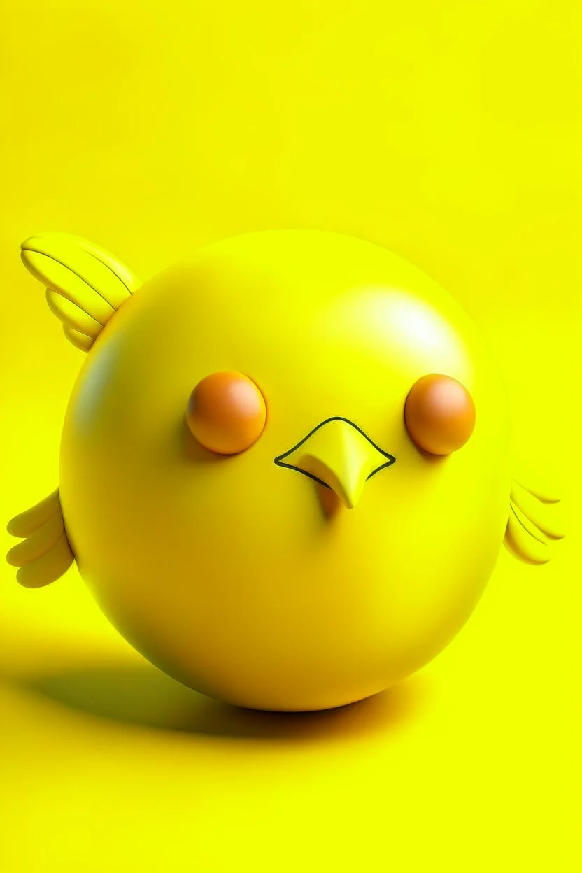 A fluf yellow ball with wings. Toy. Floating. No mouth.