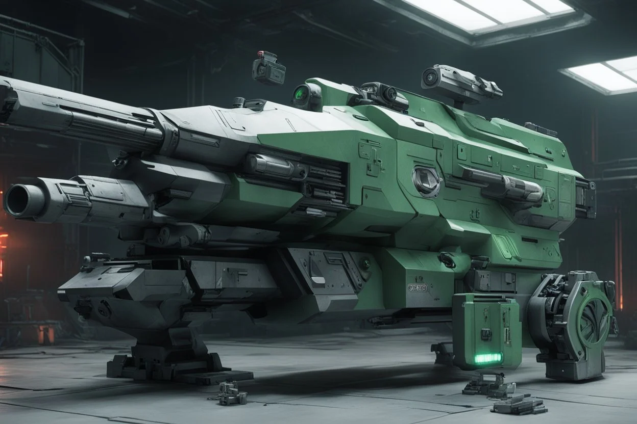 hold by an artificial intelligence escapes her spaceship to turn into a female ghost ASSEMBLY AND DISASSEMBLY FOR THE phaser blaster large grey gun green loader AND ALL VARIANTS - from the movie Blood Machines (2019) by Raphaël Hernandez, Ickerman, Joly-Gonfard