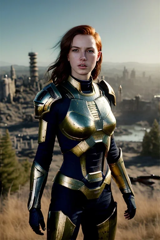 ultrarealistic, ruined city,__skimpy sci-fi armor__, __angles__, 18 year old woman, strikingly beautiful,ginger hair, _colour_, [__starlets__|__starlets__], (pale __skincolor__ skin:1.2), __camera__, _hair_, detailed face and eyes, medium breasts, leather choker, freckles, dynamic pose, resolved expression, __accessory__, strappy outfit, (straps:1.1), sword in scabard on left hip, (buckles, buttons, snaps, rings:1.0), haltertop style breastplate, detailed eyes, plump lips, sci-fi theme