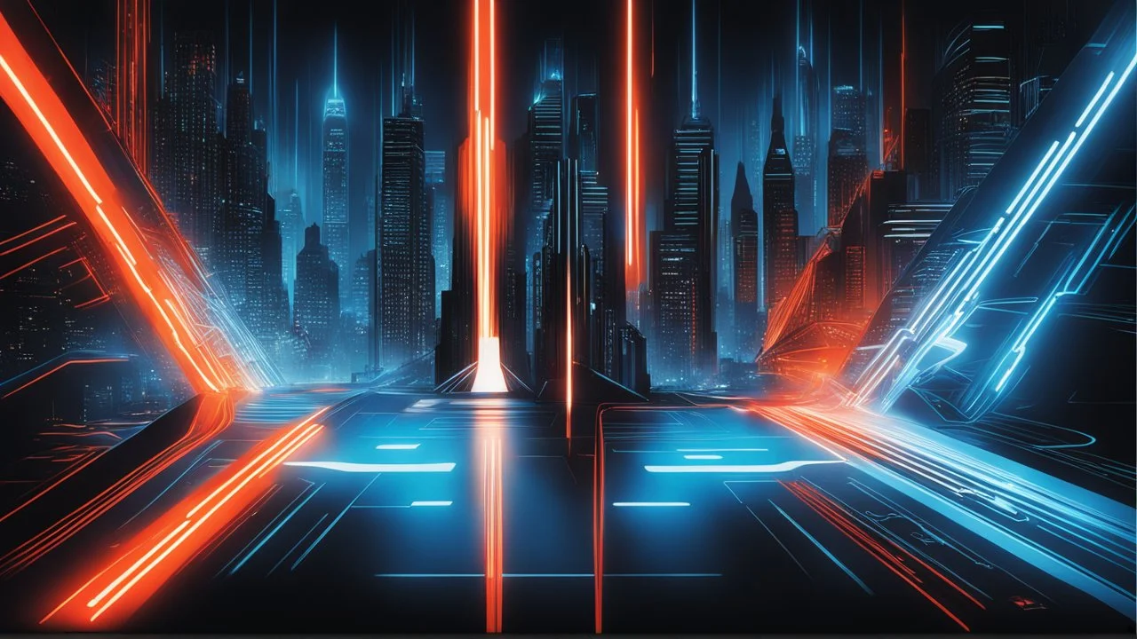 tron legacy movie, city of lights blue, red and orange, programs,