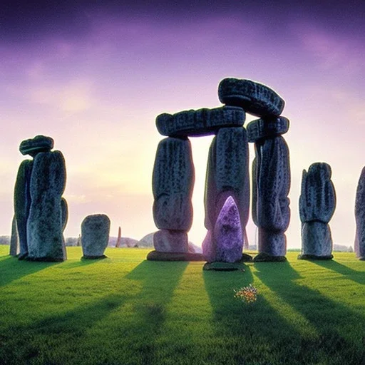 stonehenge and purple sky