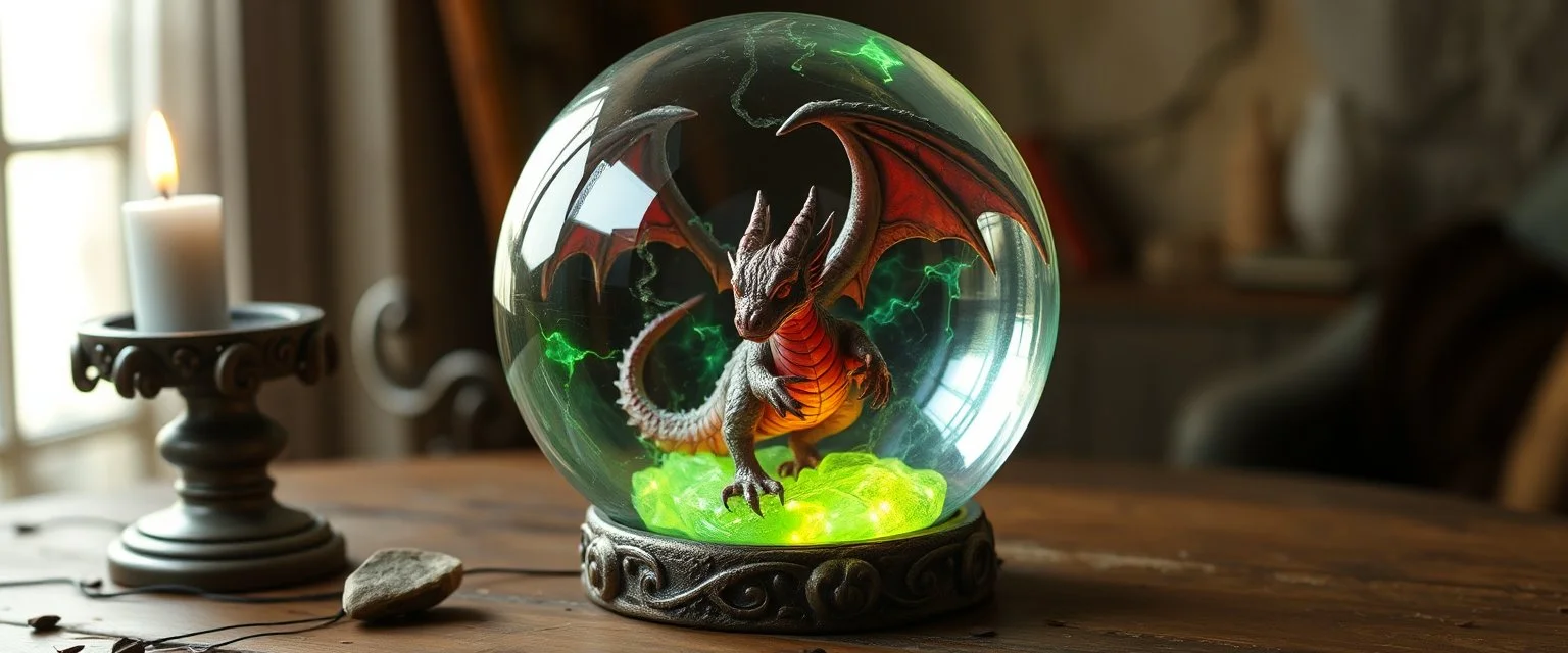 the sleasy beefy dragon inside gypsy crystal ball magical